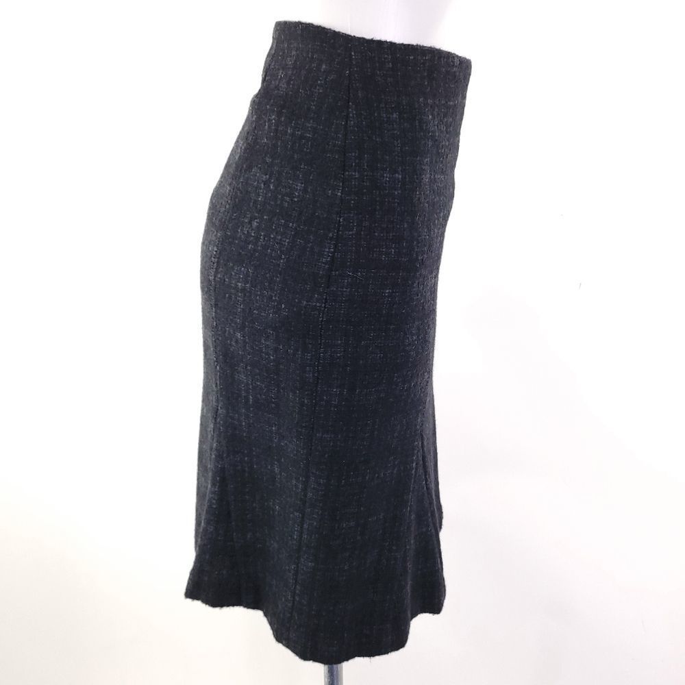 Theory Alpaca Tweed Flounce Hem Midi Skirt Black Gray sz 8 - Picture 3 of 6